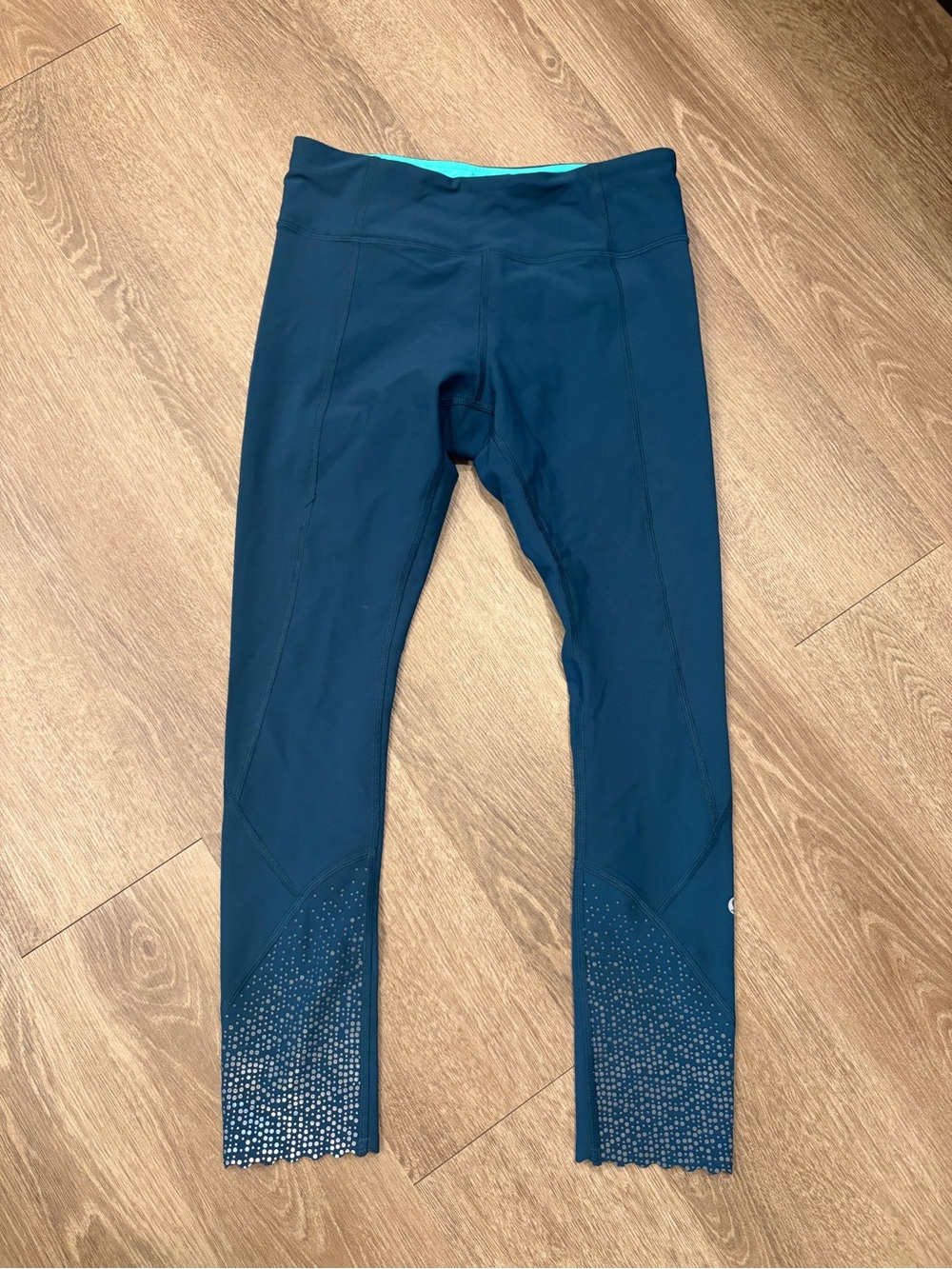 lululemon athletica Teal Leggings with Sparkle Hem